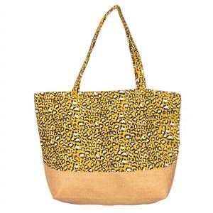 NEW JUDSON & CO. leopard print canvas tote bag in mustard yellow